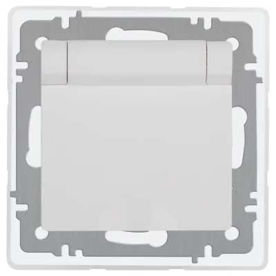Розетка Intro Accent 6-209-01 , 2P+E Schuko с крышкой штор., 16А-250В, IP44, СУ, AL/CU, белый