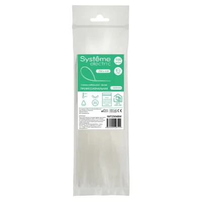 Стяжка кабельная MultiSet 250х4.8 Белая (100шт)
