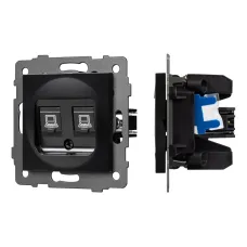 Механизм компьютерной розетки двойной SCT-MPC2-PL-BK-V RJ-45, CAT6