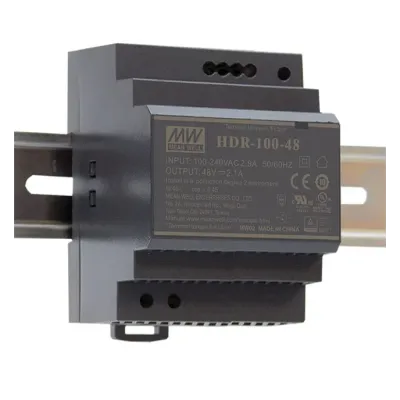 Блок питания AC-DC, 100.8Вт, вход 85...264 В AC 47...63Гц, 120...370В DC, выход 48В, 2.1А, рег. выхода 43.2...55.2В, изоляция 3000В AC, в кожухе на DIN-рейку, 70х90х54.5мм, -30...+70 гра