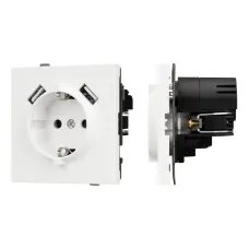 Механизм розетки с USB зарядкой SCT-TENDO-MUAA-SFPL-WH 230V, 16A, Белый, 1 пост