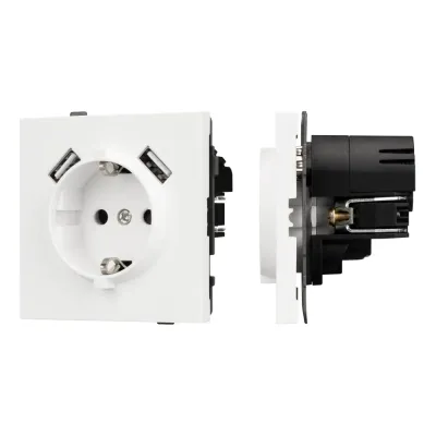 Механизм розетки с USB зарядкой SCT-TENDO-MUAA-SFPL-WH 230V, 16A, Белый, 1 пост