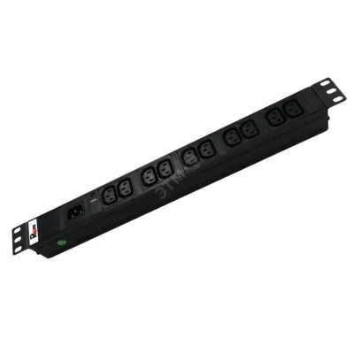 Блок розеток Rem-10 без шнура с инд., 10 IEC 60320 C13, вход IEC 60320 C14, 10 A, алюм., 19'
