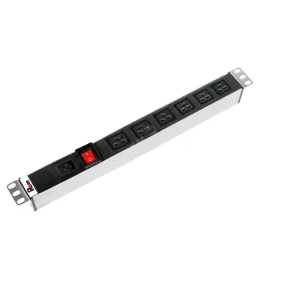 Блок розеток Rem-16 с выкл., 6 IEC 60320 C19, вход IEC 60320 C20, 16 A, алюм., 19'