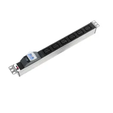 Блок розеток Rem-16 с авт. 16 А, 6 IEC 60320 C19, 16 A, алюм., 19', колодка