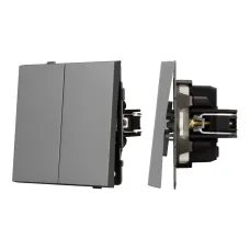 Механизм выключателя двухклавишный проходной SWT-TENDO-MKP2-PL-GR 230V, 10A, Серый, 1 пост