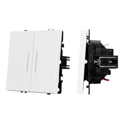 Механизм выключателя двухклавишный непроходной LED SWT-NOBE-MK02-SFPL-L-WH 230V, 10A, Белый, 1 пост