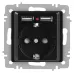Розетка Intro Accent 6-410-05 , P+E Schuko со шторками, 16А-250В + 2хUSB, IP20, СУ, антрацит Розетка Intro Accent 6-410-05 , P+E Schuko со шторками, 16А-250В + 2хUSB, IP20, СУ, антрацит