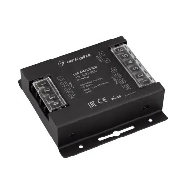 Усилитель ARL-5022-RGB 12-24V, 3x10A, 360-720W ARL, IP20 металл, 2 года