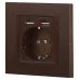 Розетка Intro Accent 6-410-10 , P+E Schuko со шторками, 16А-250В + 2хUSB, IP20, СУ, венге