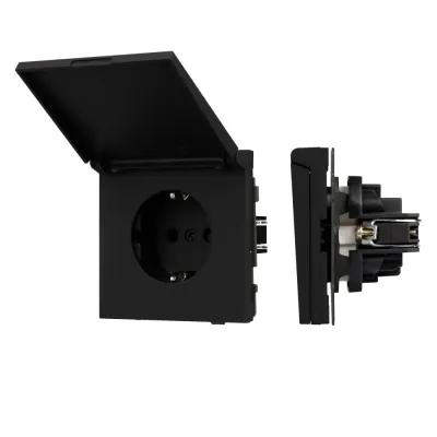 Механизм розетки влагозащищённый SCT-TENDO-MCP-SFPL-BK 230V, 16A, Чёрный, 1 пост