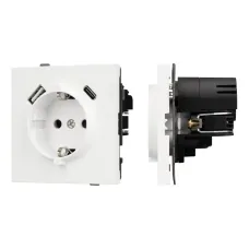Механизм розетки с USB зарядкой SCT-TENDO-MUAC-SFPL-WH 230V, 16A, Белый, 1 пост