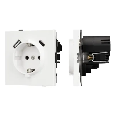 Механизм розетки с USB зарядкой SCT-TENDO-MUAC-SFPL-WH 230V, 16A, Белый, 1 пост