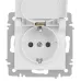 Розетка Intro Accent 6-203-01М 2P+E Schuko с крышкой, 16А-250В, IP20, СУ, белый матовый