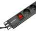 Блок розеток PDU горизонтальный 1U 8 розеток СЕЕ 7/4 Schuko 10A с выключателем шнур 2м вилка C14 черный