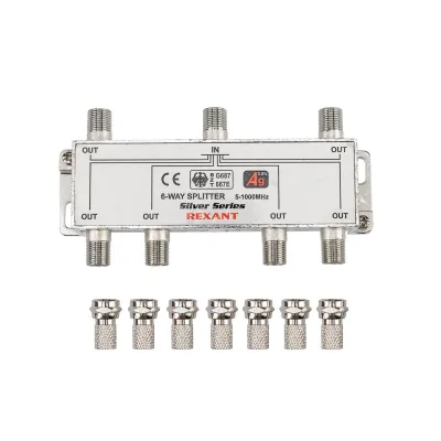 Делитель ТВ краб x 6 + 7шт. F BOX 5-1000 МГц Silver,