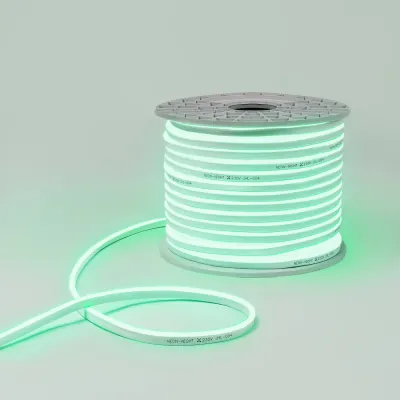 Гибкий неон 8х16мм односторонний 120 LED/м ЗЕЛЕНЫЙ 230В бухта 100м (с комплектом подключения)