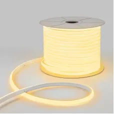 Гибкий неон 16х16мм форма D 144 LED/м ТЕПЛЫЙ БЕЛЫЙ 230В бухта 50м (c комплектом подключения)