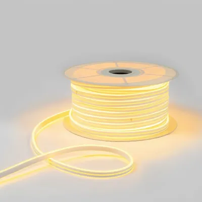 Гибкий неон 8х16мм двухсторонний 120 LED/м ТЕПЛЫЙ БЕЛЫЙ 24В бухта 50м (3 комплекта подключения)