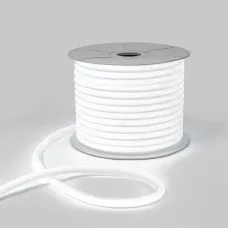 Гибкий неон диаметр 16мм круглый 144 LED/м БЕЛЫЙ 230В бухта 50м (с комплектом подключения)