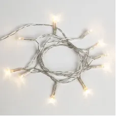 Гирлянда светодиодная универсальная 10 LED, 1,2 м, прозрачный ПВХ, теплое белое свечение, батарейки 2хАА