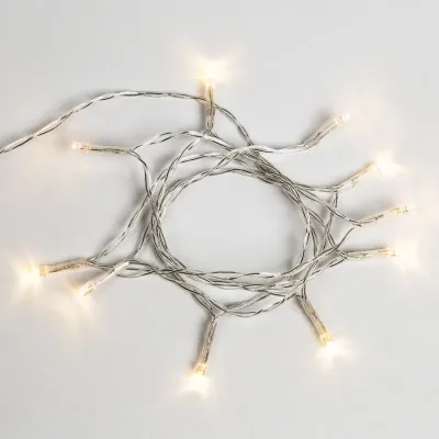 Гирлянда светодиодная универсальная 10 LED, 1,2 м, прозрачный ПВХ, теплое белое свечение, батарейки 2хАА