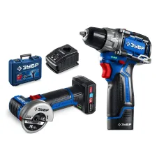 Набор, дрель-шуруповерт, мини УШМ, LED фонарь КОМПАКТ 5, BRUSHLESS, 12 В, 45 Н·м, 2 АКБ тип Т7 4 и 2 А·ч, кейс, Профессионал