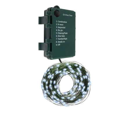 Гирлянда-роса уличная питание от батареек DC-G06-120W 120 белый свет microLED, 12.1 м 8 режимов 3xAA