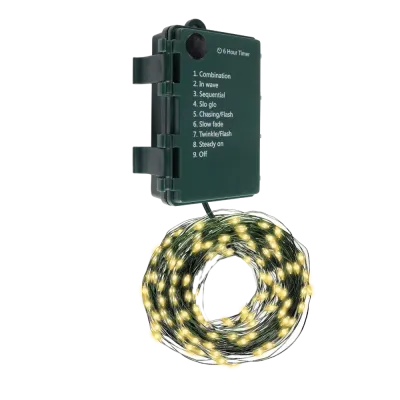 Гирлянда-роса уличная питание от батареек DC-G06-120Y 120 желтый свет microLED 12.1 м 8 режимов 3xAA