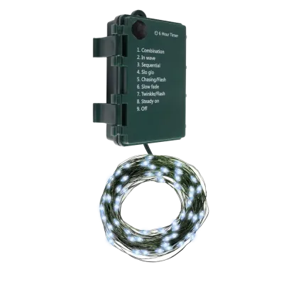 Гирлянда-роса уличная питание от батареек DC-G06-50W 50 белый microLED 5.1 м. 8 режимов 3xAA