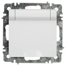 Розетка Intro Accent 6-203-01 2P+E Schuko с крышкой, 16А-250В, IP20, СУ, AL/CU, белый
