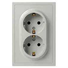 Розетка скрытого монтажа в рамку с заземлением двойная 2X2P+E Schuko 16А-250В IP20 алюминий 15-2104-03 Galaxy