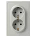 Розетка скрытого монтажа в рамку с заземлением двойная 2X2P+E Schuko 16А-250В IP20 алюминий 15-2104-03 Galaxy