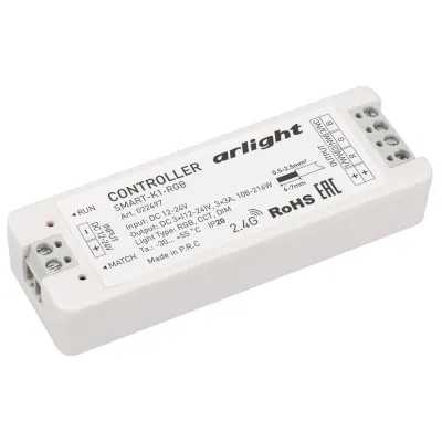 Контроллер SMART-K1-RGB (12-24V, 3x3A, 2.4G) (ARL, IP20 Пластик, 5 лет)