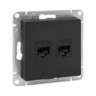 Механизм розетки RJ45 - 2шт, (cat6), чёрный Эпика EKF