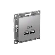 Розетка ATLASDESIGN USB 5В 1 порт x 2,1 А 2 порта х 1,05 А,механизм алюминий