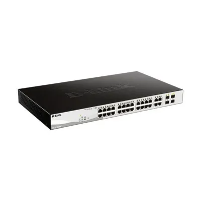 Коммутатор управляемый L2, PoE, 24 порта 10/100/1000 Мб/с, 4хRJ45/SFP, 370 Вт