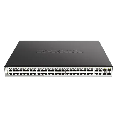 Коммутатор управляемый L2, PoE, 48x10/100/1000Base-T, 4x100/1000Base-T/SFP, 370 Вт