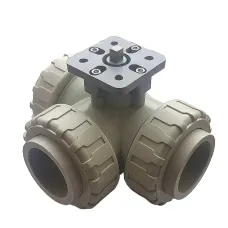 TECHNO 3050T-PP трехходовой шаровой кран полипропиленовый под привод DN50, рабоч. темп. -10~60°C