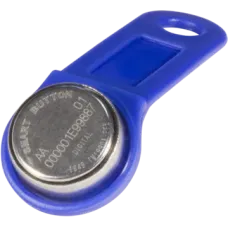 Ключ Touch Memory TM1990A-F5 с пластиковым держателем синего цвета