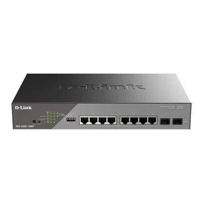 Коммутатор управляемый L2, PoE, 8x10/100/1000Base-T, 2x1000Base-X SFP, 130 Вт