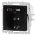 Розетка Intro Accent 6-410-05 , P+E Schuko со шторками, 16А-250В + 2хUSB, IP20, СУ, антрацит