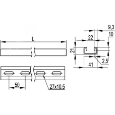 С-образный профиль 41х21, L500, толщ.2,5 мм, горячеоцинкованный