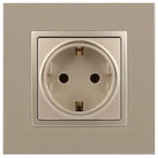 14-2102-04 ЭРА Розетка 2P+E Schuko со шторками, 16A-250В, IP20, Эра Elegance, шампань (10/100/3500)