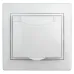 Розетка Intro Plano 1-209-01 с заземлением 2P+E Schuko с крышкой штор., 16А-250В, IP20, скрытой установки, IP44, белый