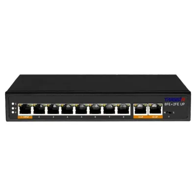 Коммутатор неуправляемый 8x100Мбит/с (RJ45 с PoE+), 2x1Гбит/с (RJ45) 120Вт