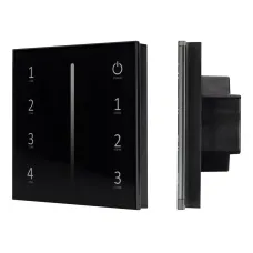 Панель Sens SMART-P17-DIM Black 230V, 4 зоны, 2.4G ARL, IP20 пластик, 5 лет