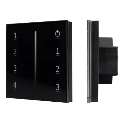 Панель Sens SMART-P17-DIM Black 230V, 4 зоны, 2.4G ARL, IP20 пластик, 5 лет