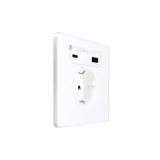 Розетка С/У с ЗК и зар.устр.USB А+С 20Вт (250В, 16А, защит.шторки), Арктический лед , Systeme Infinity