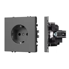 Механизм электрической розетки SCT-NOBE-MEU1-SFPL-GR 230V, 16A, Серый, 1 пост
